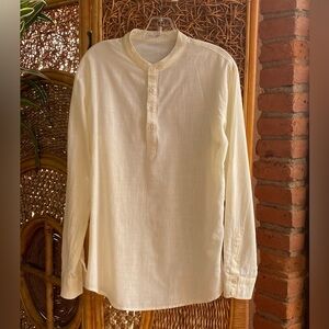 Coofandy Women’s Cream Button-Up Long Sleeve Shirt Blouse Size Small